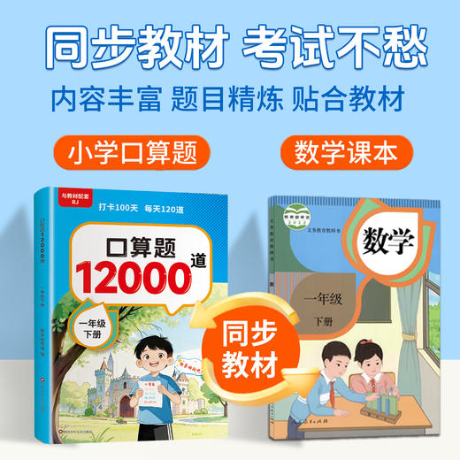 新版 口算题12000道 1-6年级下册 小学生口算数学专项练习 商品图2