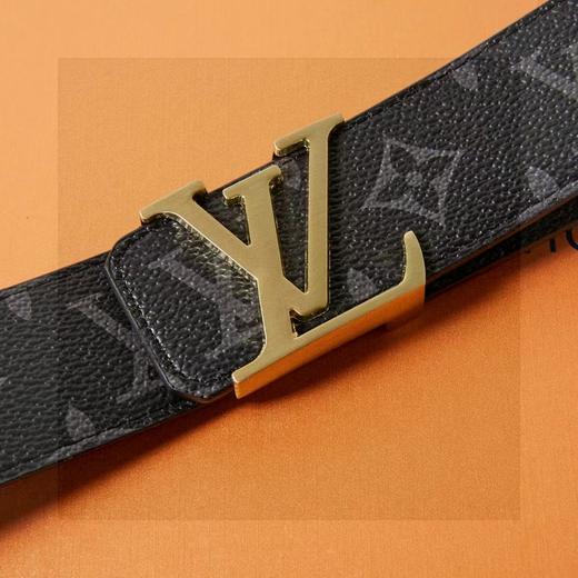 F030450男士黑色低调内涵带身满印老花字母金扣皮带腰带 商品图5