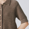 东黎 • 万物复苏 微光华夫格 山羊绒 女士春季翻领镂空珠片半袖开衫 6026 商品缩略图7