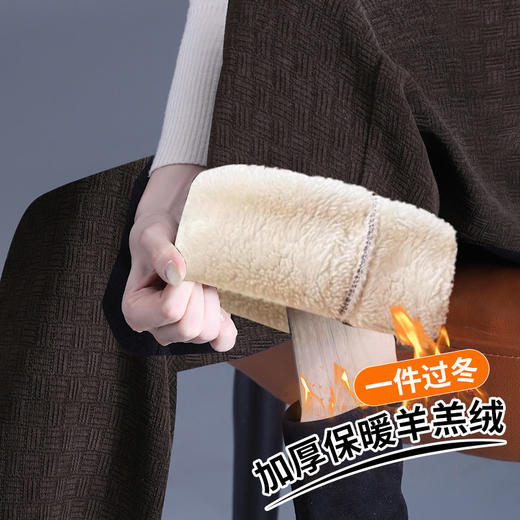 加绒大码灯芯绒阔腿裤子女士秋冬季2025新款妈妈羊羔绒直筒裤女装 商品图1
