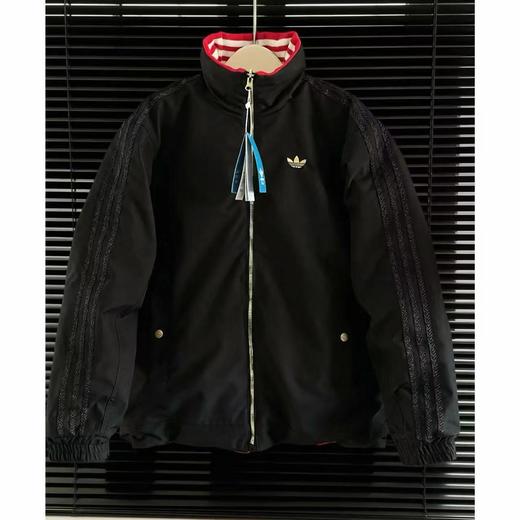 F0304121秋冬复古运动风两面穿哑光软质料保暖棉服黑红撞色外套 商品图1