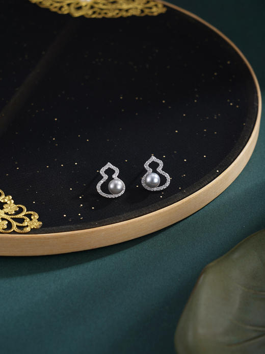 子佩集【福禄璀璨】银S925珍珠惜王妃耳钉【QJED001】双色葫芦2602 商品图2