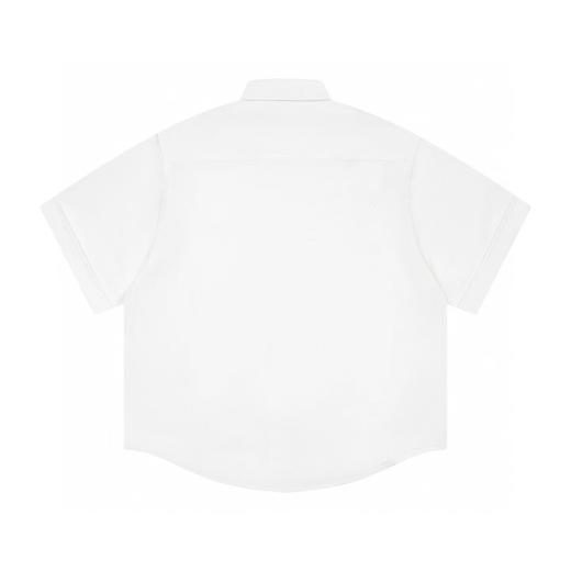 F0304114口袋小爱心刺绣单排扣翻领开合纽扣纯棉情侣短袖衬衫 商品图4