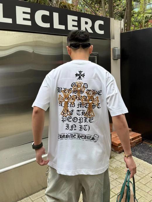 F030417新款前后图案字母绣花工艺男女同款休闲圆领短袖T恤 商品图3