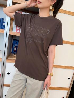 梅森马吉拉 字母印花圆领短袖T恤