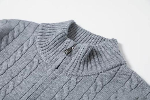 F0304129小马刺绣半拉链立领纯色麻花针织毛衣男女同款 商品图10