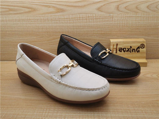 豪行秋款正品真皮女鞋休闲舒适百搭坡底浅口女单鞋23366481 商品图2