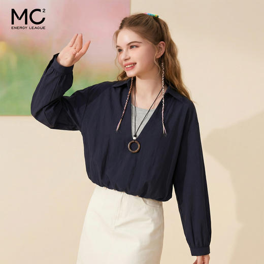 女装翻领开v假两件衬衣-3821C5231025 商品图1