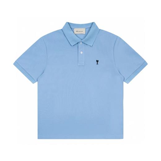 F030423黑色小爱心刺绣高品质珠光舒适百搭情侣翻领短袖polo衫 商品图1