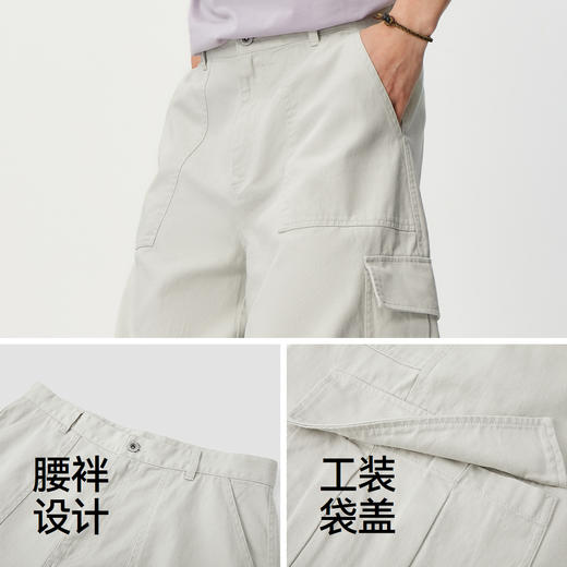 森马休闲裤男夏季纯棉工装风七分短裤2026新款宽松阔腿裤时尚百搭 商品图3