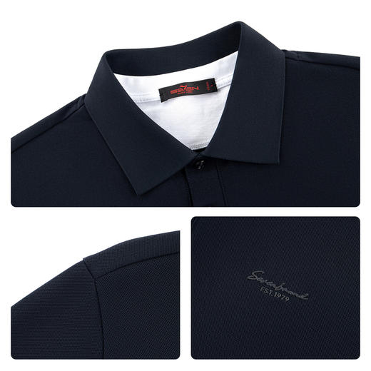 【假两件|不变形领】柒牌长袖Polo衫男26春季新品商务休闲翻领T恤130T71140 商品图3