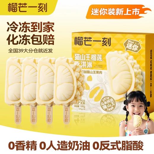 【榴芒一刻】猫山王榴莲冰淇淋100克(25g*4)Mini款 果香浓郁迷你儿童亲子款榴莲雪糕  HY 商品图0