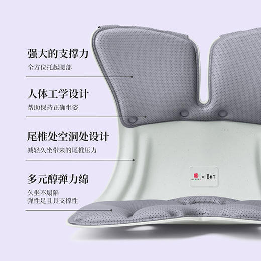 BKT 人体工学护腰坐姿椅 加大版 气质灰-LP02 商品图2