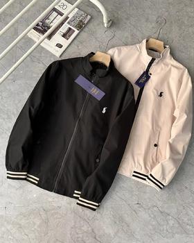 F030402简约大气男女胸前刺绣logo休闲立领有型显瘦夹克外套