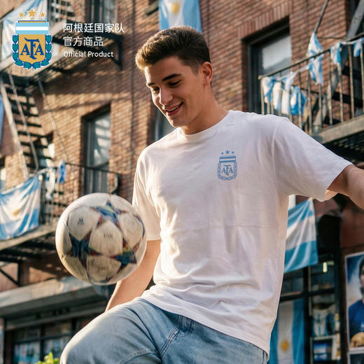 【官方正版】阿根廷国家队 | 春夏新款黑白双色印花T恤舒适透气梅西 商品图1