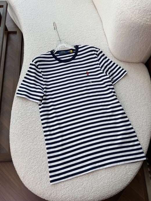 RL拉夫夏季圆领海军条纹刺绣小马短袖T恤男女同款 商品图2