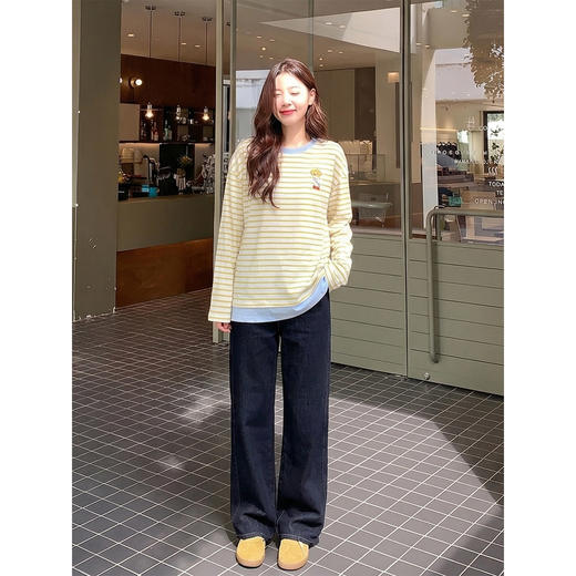 <曾小咸推荐>3.5现货秒杀 ！微信超特价！韩系条纹刺绣长袖t恤 日常149.99 立减80 秒杀69.99！！ 商品图2