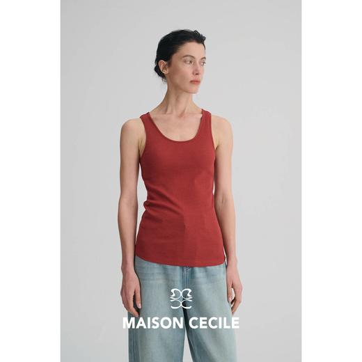 MAISON CECILE 四色|基础百搭春夏叠穿细螺纹纯色显瘦U领工字背心 商品图1