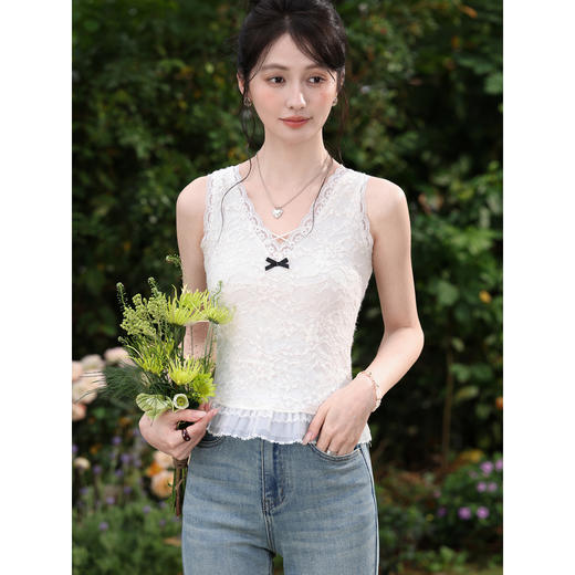 鹿向南【0308/20:00新品前1小时7折限100件】米白色短款背心吊带 商品图3