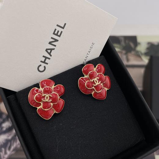 香奈儿 珐琅茶花耳钉红/黑/白（XTY） 商品图11