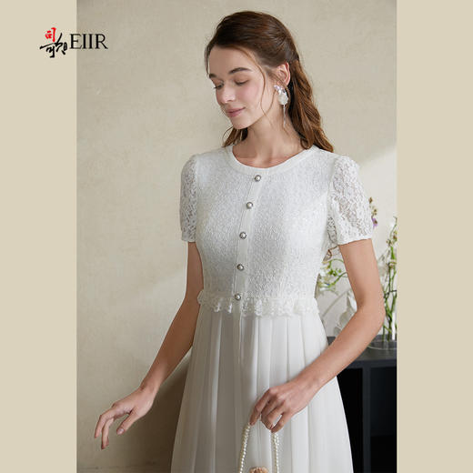 司歌蕾丝连衣裙白裙仙气收腰短袖夏A911261X 商品图1