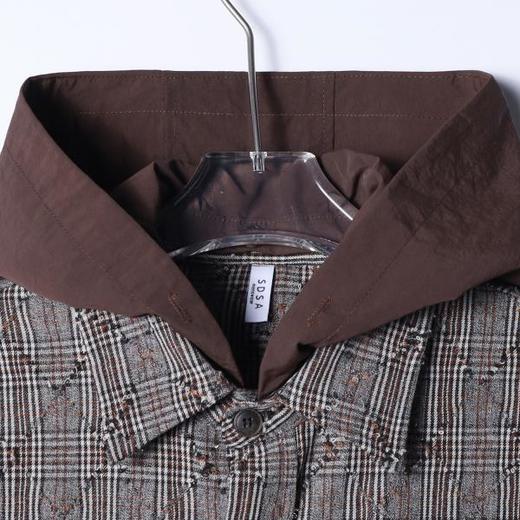 SDSA男装2026新款高贵轻奢简约时尚菱形格纹拼接连帽衬衫百搭时尚 商品图1