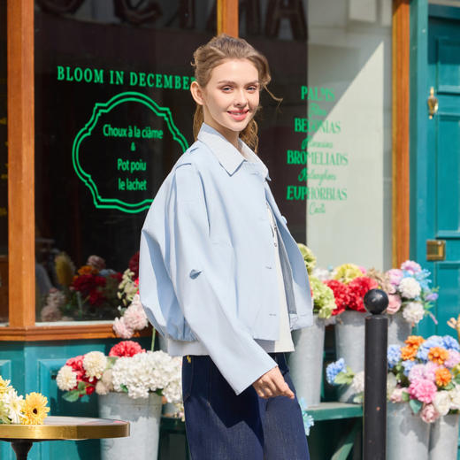 半身缘女装 春季宽松假两件花苞型下摆夹克外套261113P01340268 商品图2