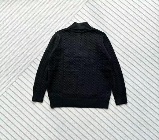 F0304129小马刺绣半拉链立领纯色麻花针织毛衣男女同款 商品图6