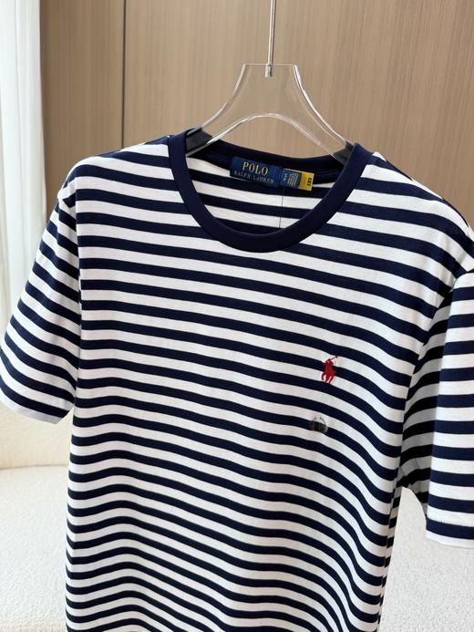 RL拉夫夏季圆领海军条纹刺绣小马短袖T恤男女同款 商品图1