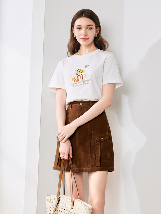 【百图lulu定制】【风禾日丽T恤】立体毛巾刺绣  女生 图案  气质短袖T恤 商品图4