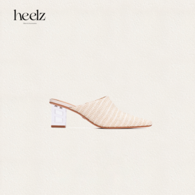 heelz设计师鞋履 | H 水晶跟拉菲草穆勒鞋 6公分