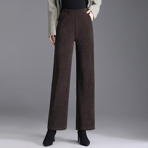 加绒大码灯芯绒阔腿裤子女士秋冬季2025新款妈妈羊羔绒直筒裤女装 商品图3