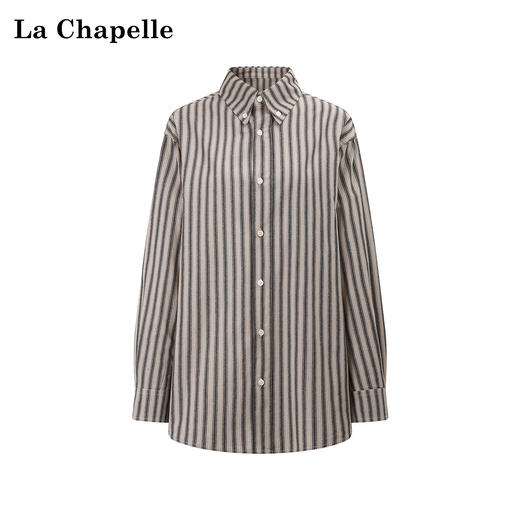 天猫同步【纯棉/垂顺/有型】拉夏贝尔/La Chapelle通勤松弛感衬衫女翻领排扣宽松显瘦休闲衬衣 商品图1