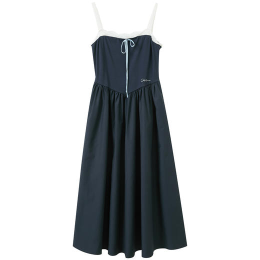 三彩独醒2026春季新款一字领花边吊带裙连衣裙无袖A字裙蓬蓬长裙F 商品图4