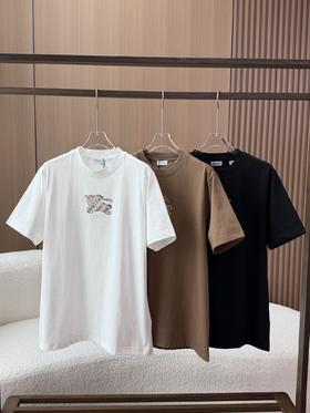 BUR 26新品战马刺绣标圆领短袖男女同款T恤