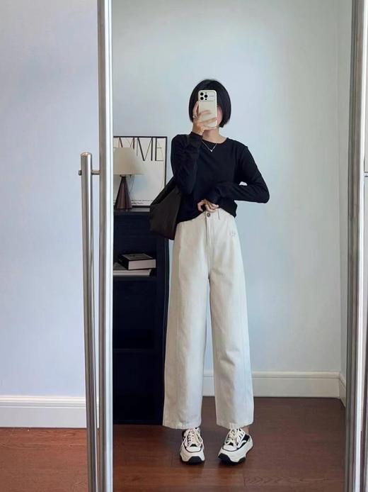 F030445春夏季新款天丝棉挺括垂坠感高腰阔腿设计休闲裤 商品图2