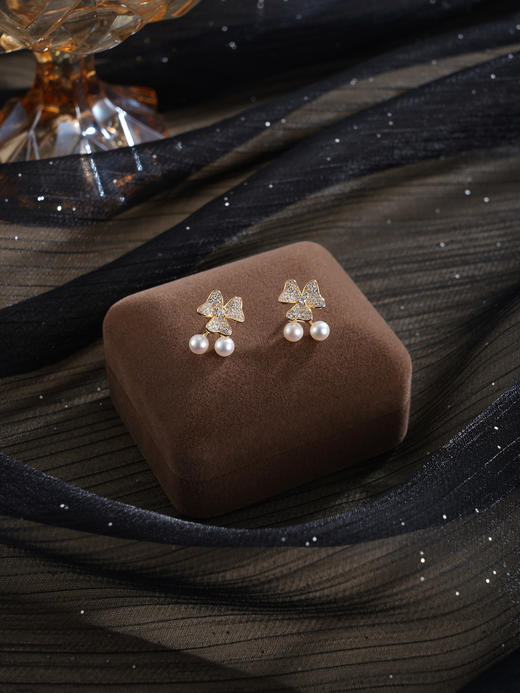 子佩集【幻彩三叶】银S925珍珠惜王妃耳钉【MLEH043】镀金2602 商品图2