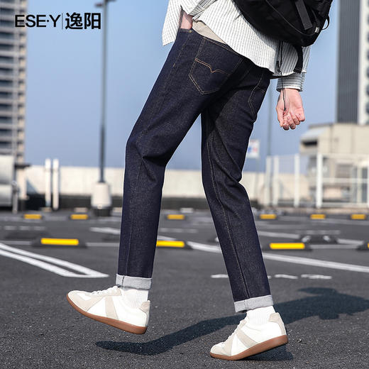 【不易褪色-小直筒】逸阳男士春款修身显瘦蓝色牛仔裤1299 商品图2