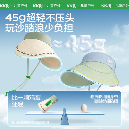KK树儿童防晒帽男童女孩遮阳帽夏季宝宝户外大帽檐空顶帽防紫外线小云檐空顶防晒帽 商品图1