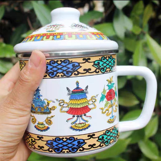 12cm包边怀旧搪瓷杯八宝图案 商品图1
