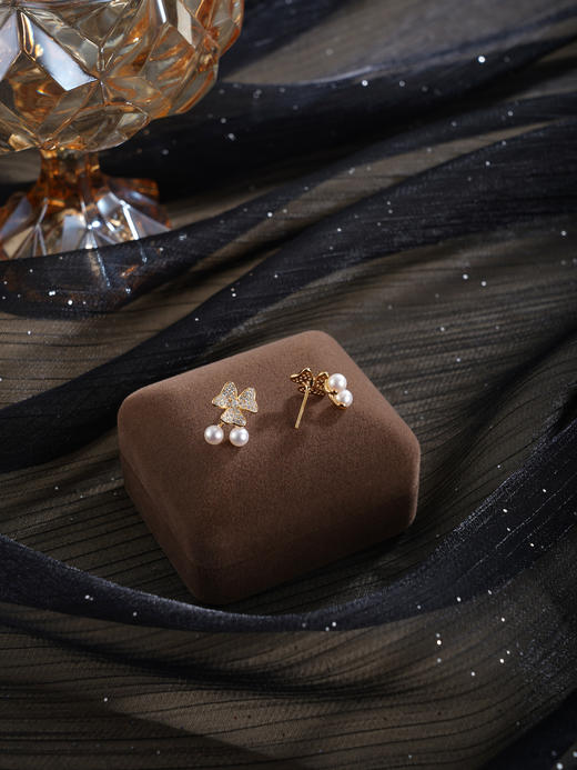 子佩集【幻彩三叶】银S925珍珠惜王妃耳钉【MLEH043】镀金2602 商品图4