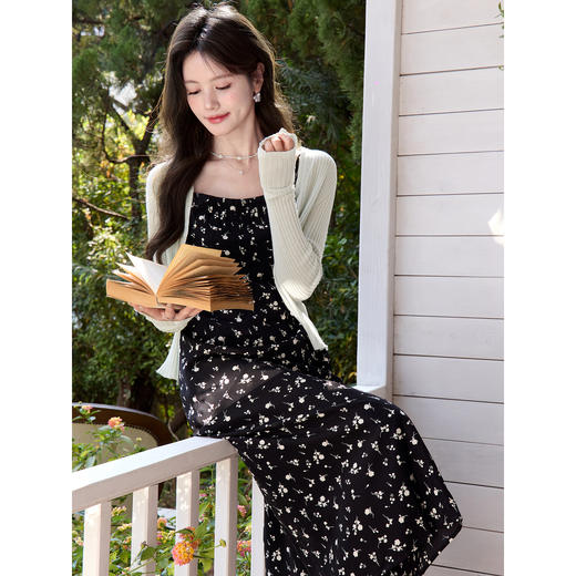 鹿向南「花影叙梦」绿色长袖毛针织衫春季新款时尚外搭薄款上衣女 商品图2
