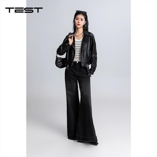 春上新显瘦宽松时尚显瘦设计感阔腿牛仔裤3261021 商品图3