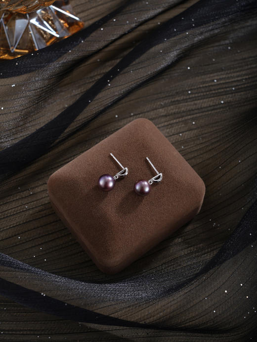 子佩集【紫气东来】银S925珍珠惜王妃耳钉【MLEH044】紫吊球2602 商品图2