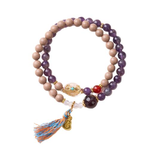 【紫气·白龙涎双圈合香珠手串】敦煌福泽白龙涎合香珠天然紫水晶手链串珠女中草药材文玩手串手饰首饰 商品图4