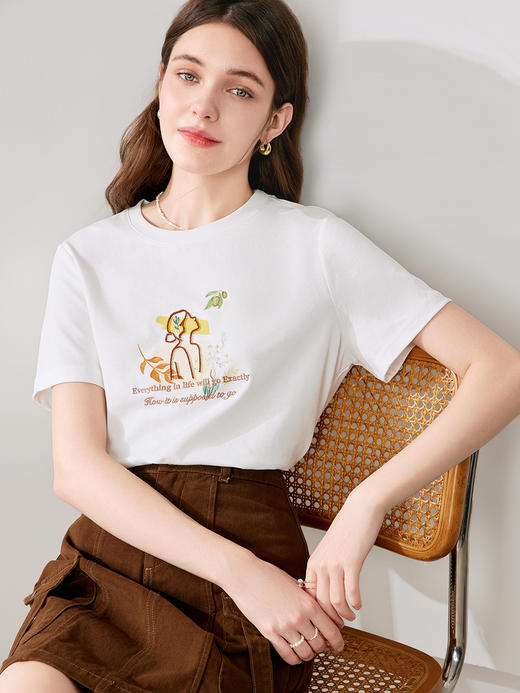 【百图lulu定制】【风禾日丽T恤】立体毛巾刺绣  女生 图案  气质短袖T恤 商品图2