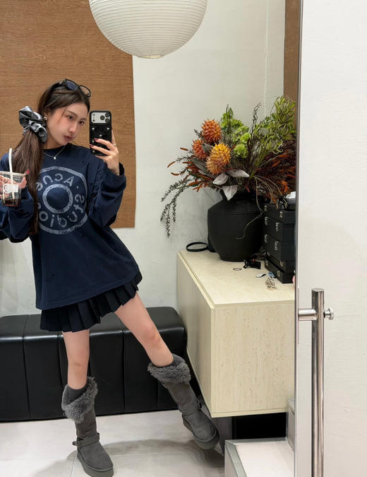 原单ACNE徽章破洞假两件长袖T恤 商品图3