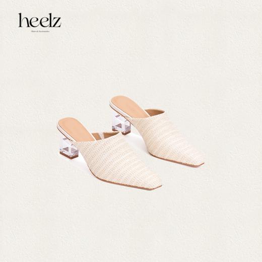 heelz设计师鞋履 | H 水晶跟拉菲草穆勒鞋 6公分 商品图2