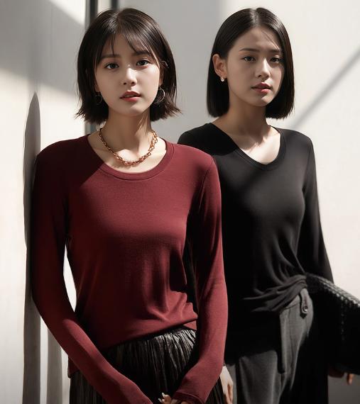 老米优品🎈春日好搭子~ 舒服到上瘾！《蚕丝+羊毛肌底打底衫》轻柔修身水滴打底衫！羊毛桑蚕丝 圆领/水滴U领 打底衫 多色可选 商品图1