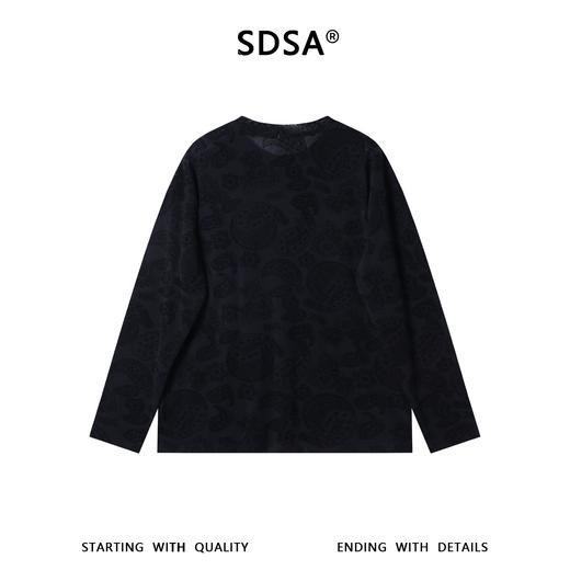 SDSA男士春夏新款痞帅男装潮牌时尚提花花卉圆领长袖T恤百搭舒适 商品图4